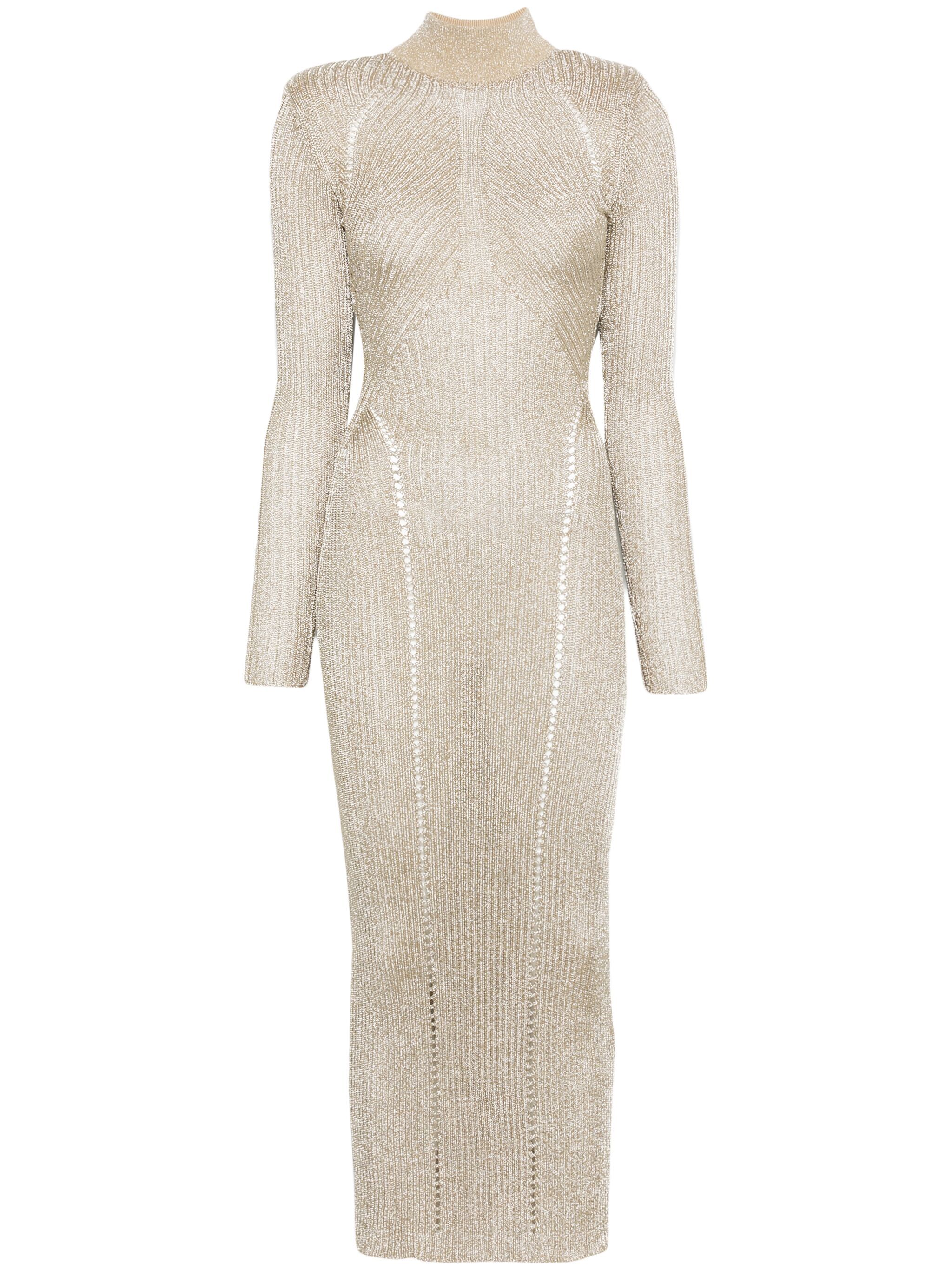 GOLD LUREX KNIT MAXI DRESS | WOMAN | RS25124XGD - SELF